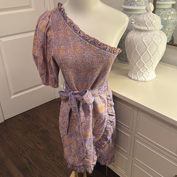 Cleobella Cassidy Purple Floral One Shoulder 100% Cotton-E1 - Picture 3 of 9